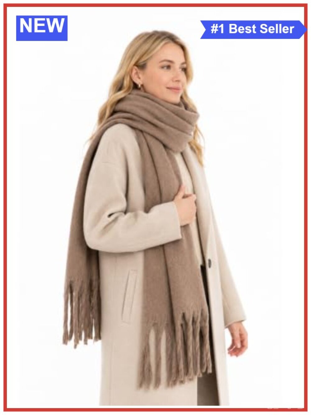 Thick Chunky Blanket Scarf Soft Fluffy Fringe Shawl Wrap